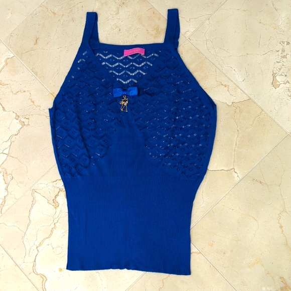 Felicita Blue Crochet Tank Top Size S - Picture 1 of 3